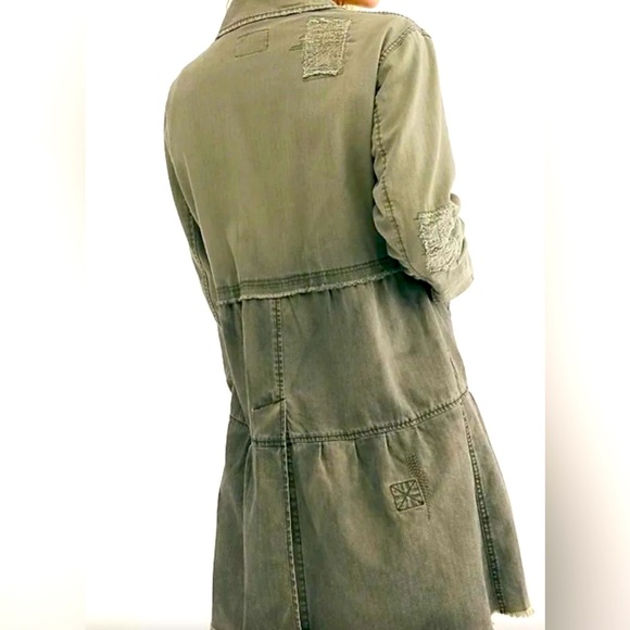 Free People Green Oversized Tiered Jacket - Picture 2 of 16